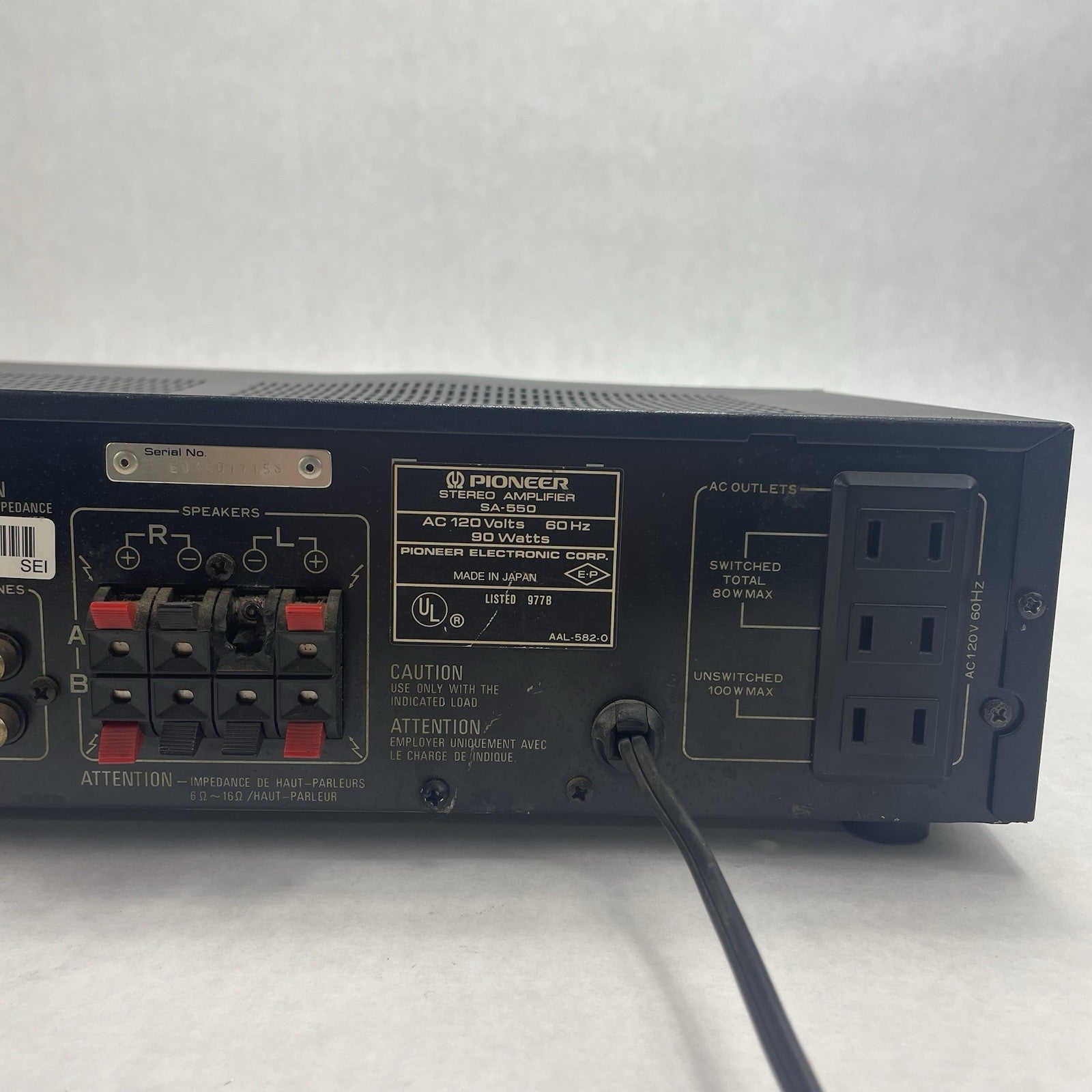 Pioneer Stereo Amplifier.  SA-550. Ser. # EL3611081S Tested Parts or Repair7