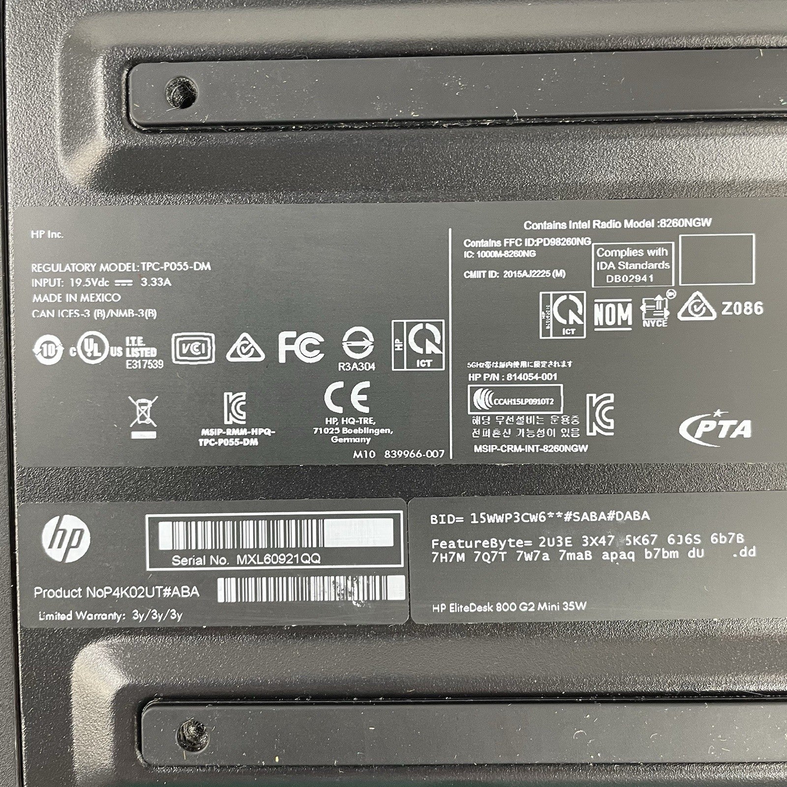 HP EliteDesk 800 G2 Micro i5-6500T 2.50 GHz 8 GB RAM No SSD/OS/AC7