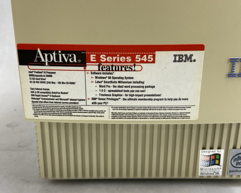 IBM Aptiva E-Series 545 MT Intel Pentium II 450MHz 96MB RAM No HDD No OS