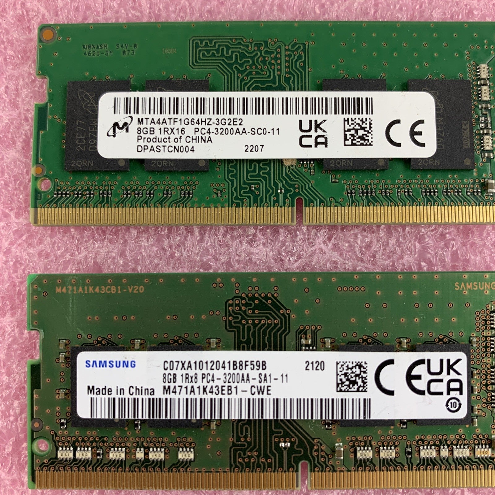 SK Hynix Micron Samsung  8 GB 1Rx8 PC4-3200AA Memory Module Mixed Lot of 6x
