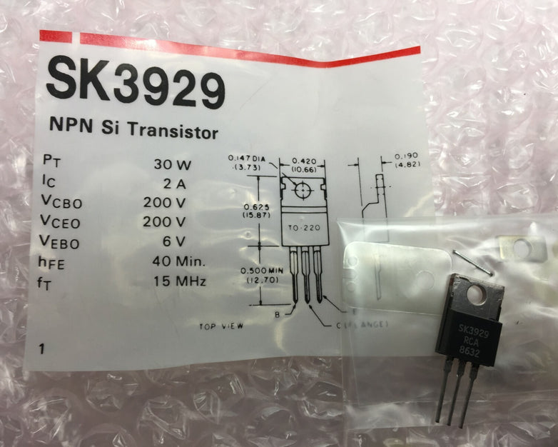 NOS RCA SK3929 NPN Si Transistor  Lot of 4