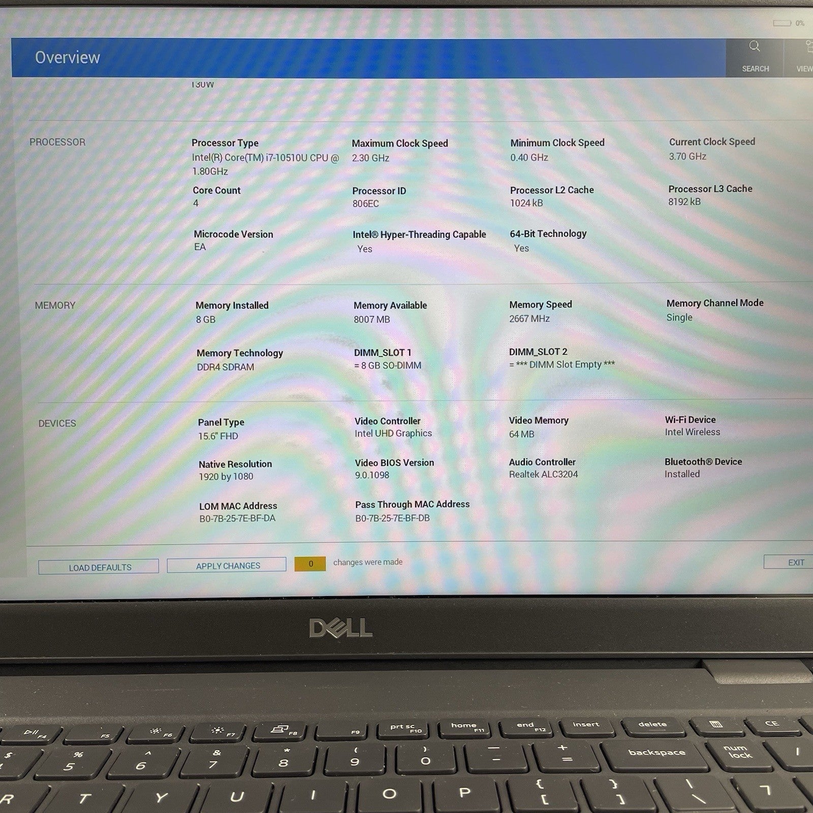 Dell Latitude 3510 15.6" i7-10510U 1.80 GHz 8 GB RAM No SSD/OS/AC/Batt2