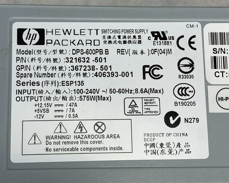 HP DPS-600PB B 575W Server Power Supply Power Tested Lot of 2