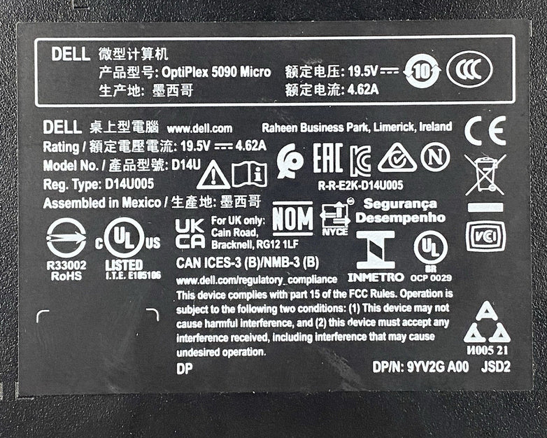 Dell OptiPlex 5090 Micro Intel Core i5-10500T 2.3GHz 16GB RAM No HDD OS AC