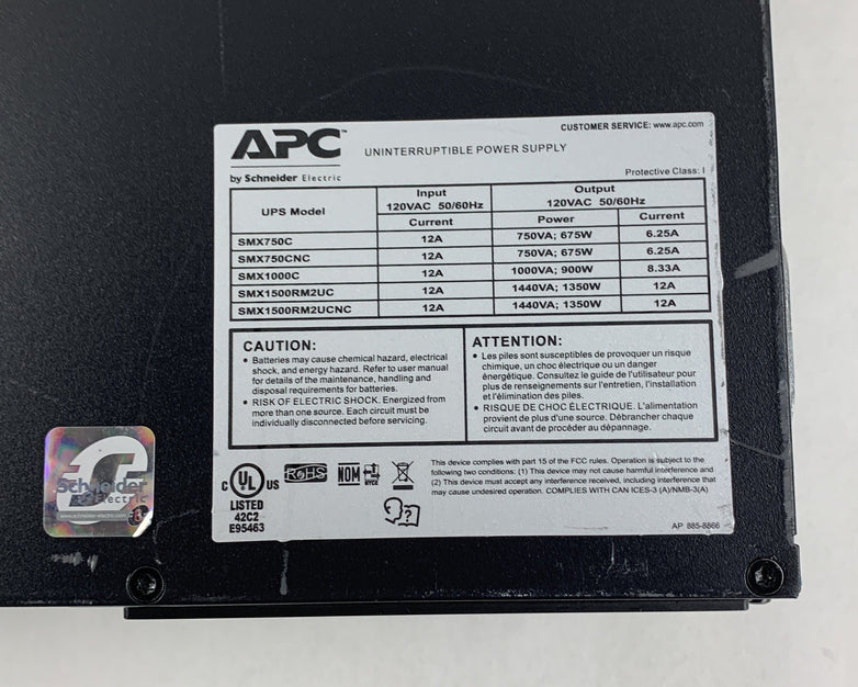 APC SMX1500RM2UCNC Battery Backup UPS w/ AP9641 No Batt No Caddy No FacePlate