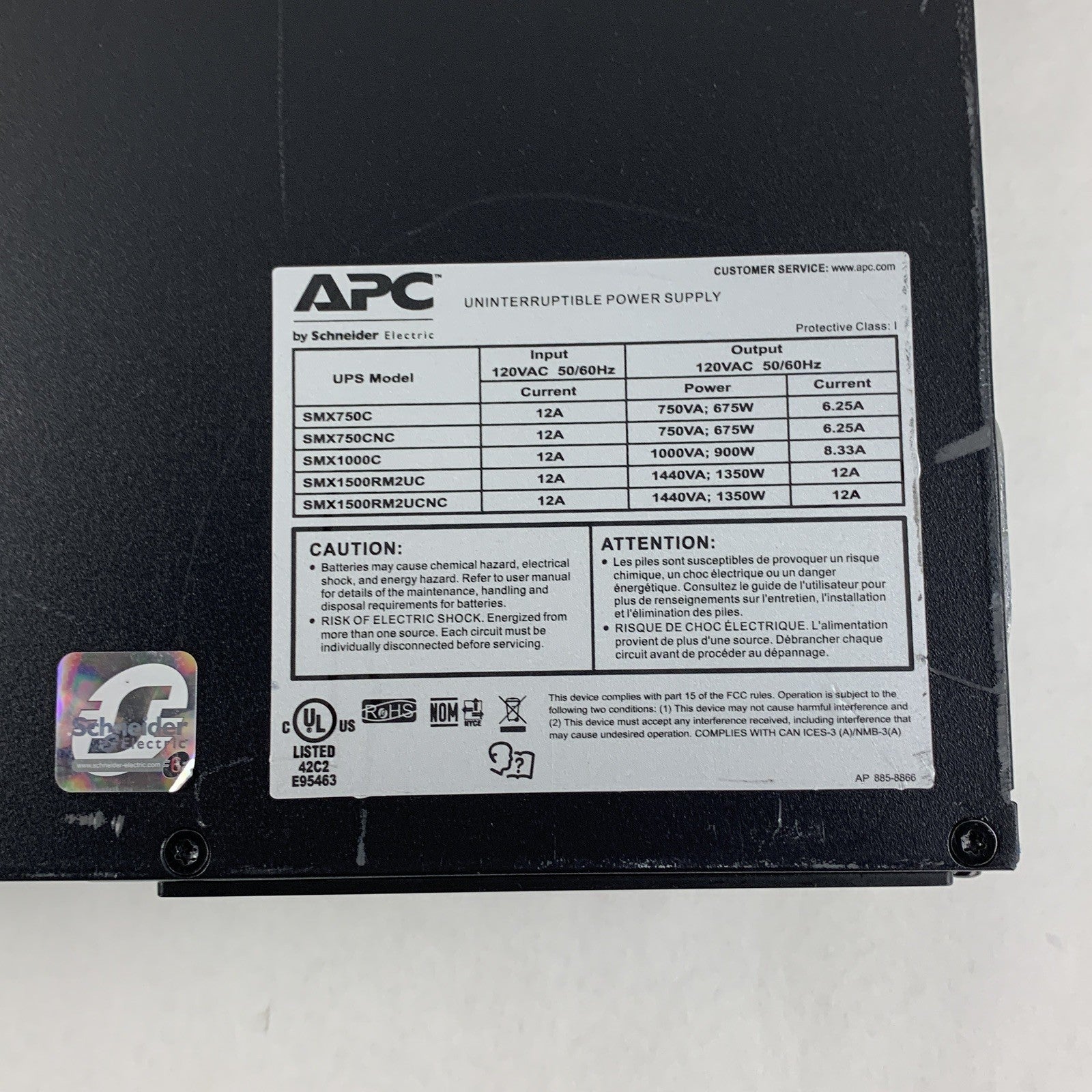APC SMX1500RM2UCNC Battery Backup UPS w/ AP9641 No Batt No Caddy No FacePlate