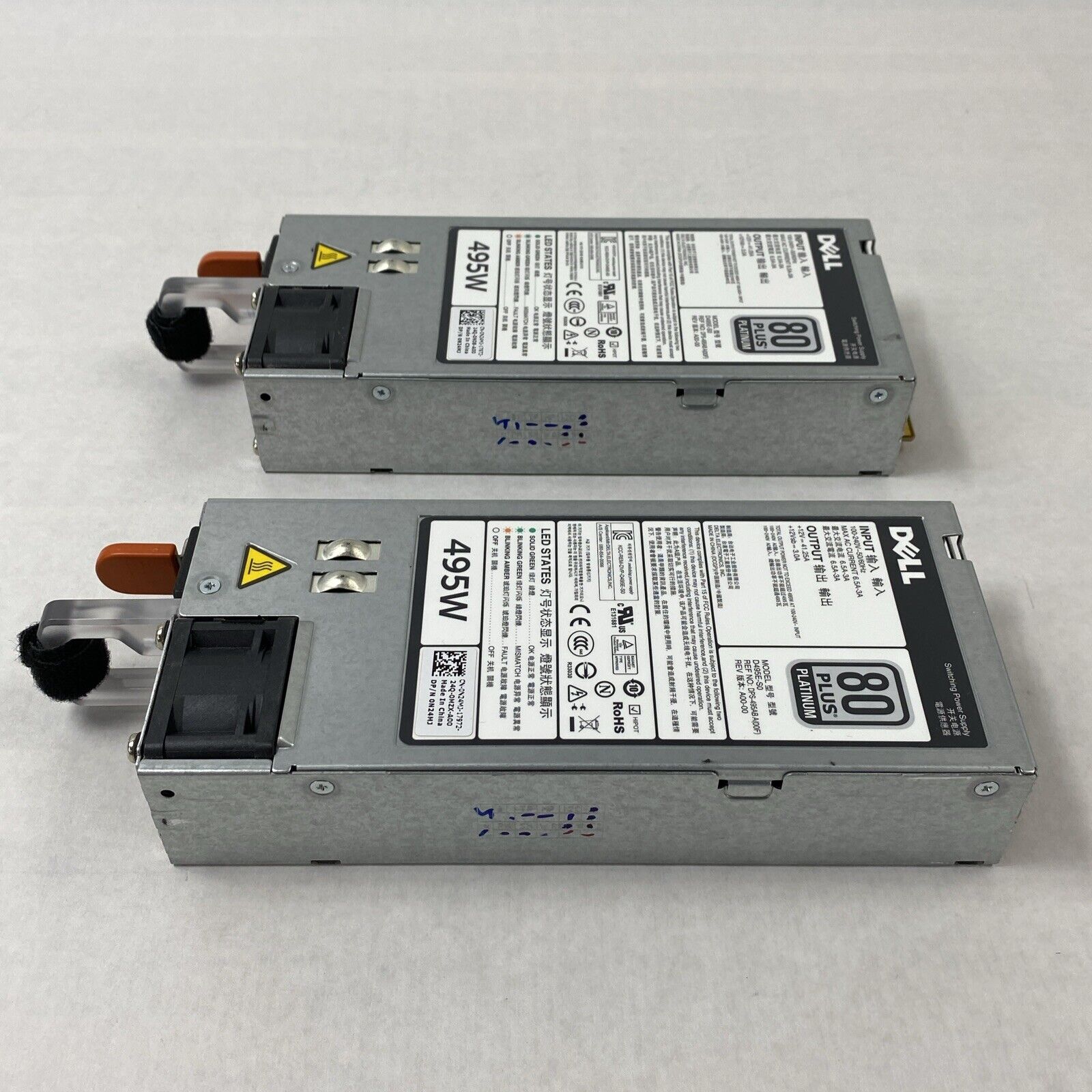 Lot of 2 Dell N24MJ D495E-S0 80 Plus Platinum 495W Power Supply