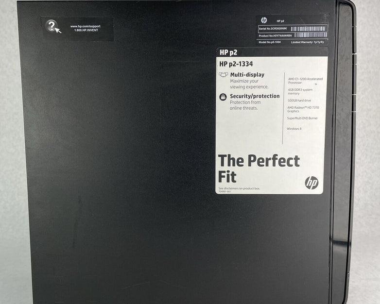 HP Pavilion P2-1334 MT AMD E1-1200 1.4GHz 4GB RAM No HDD No OS