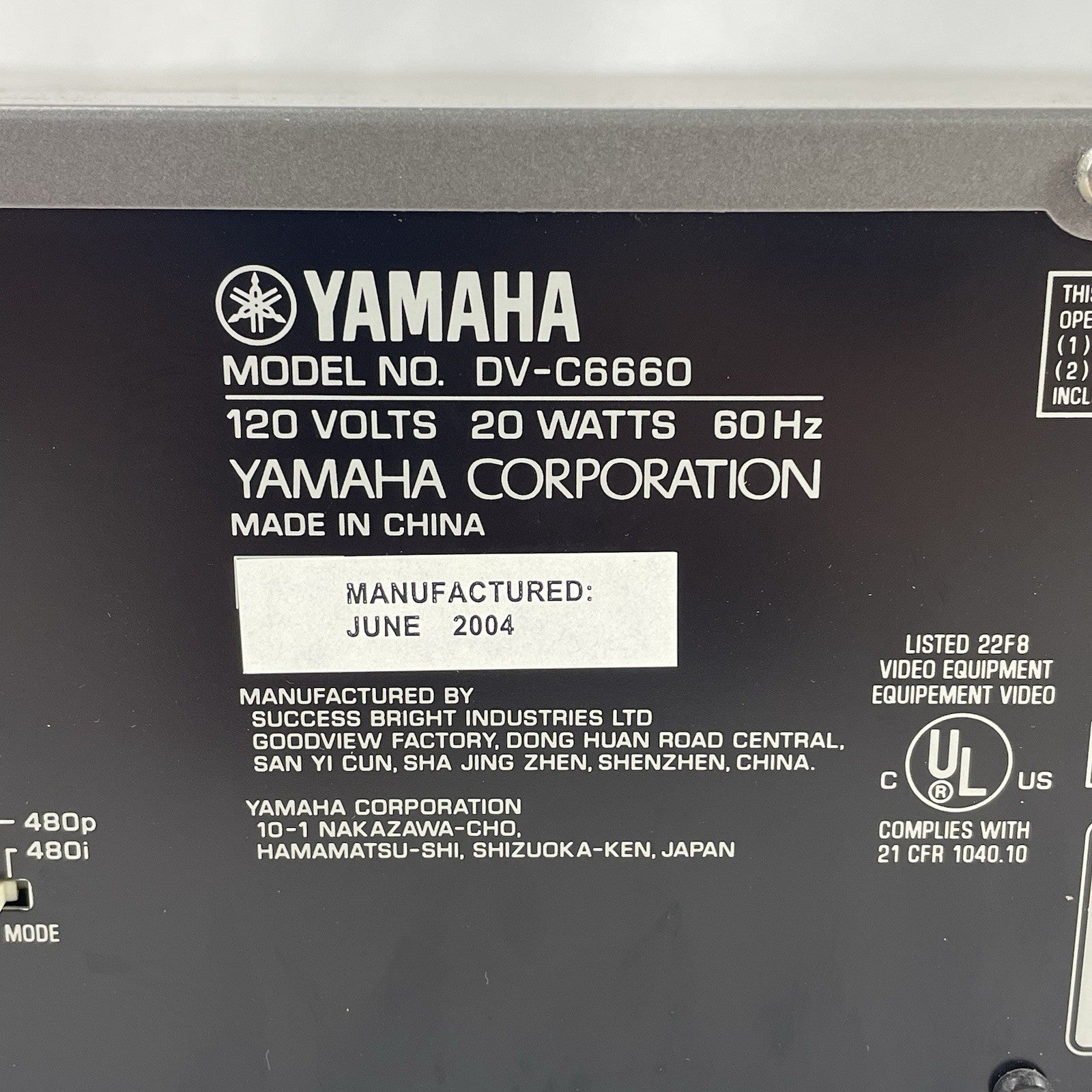 Yamaha DV-C6660 5 Disc DVD Player Power Tested No Remote