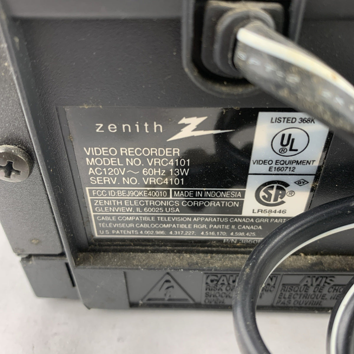 Zenith VRC4101 Mono VHS VCR Video Cassette Recorder - No Remote - Power Tested7