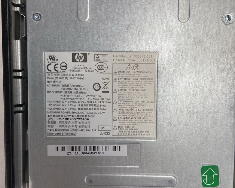 HP Compaq 8000 Elite SFF Intel Core 2 Duo E8400 3GHz 4GB RAM No HDD No OS