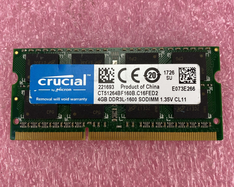 Crucial 4GB DDR3L-1600 Laptop Memory Ram CT51264BF160B.C16FED2 - Lot of 3