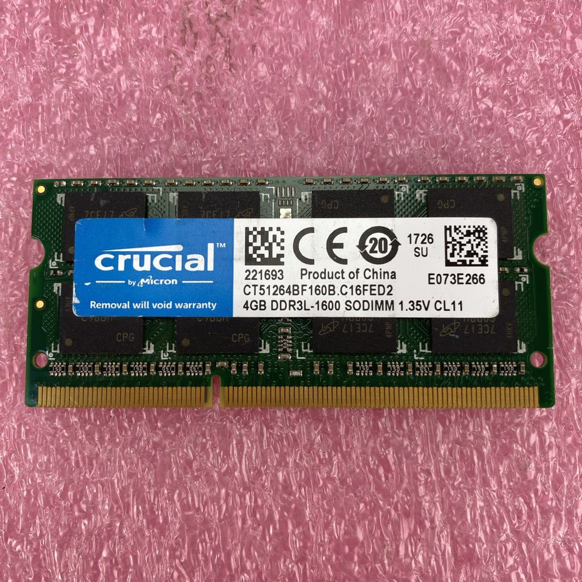 Crucial 4GB DDR3L-1600 Laptop Memory Ram CT51264BF160B.C16FED2 - Lot of 35