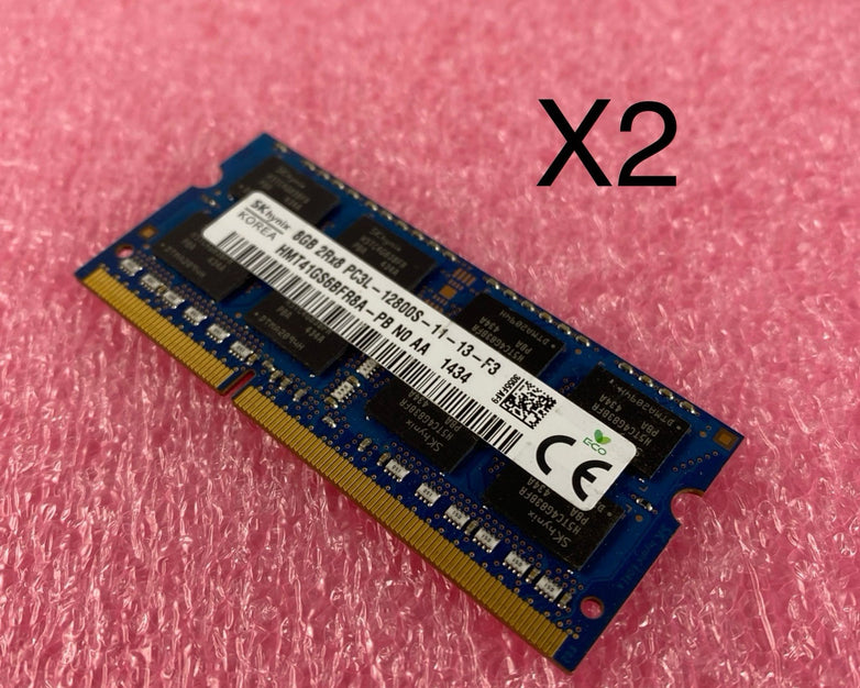 SK 8GB DDR3L PC3L-12800S Laptop Memory Ram Hynix HMT41GS6BFR8A-PB - Lot of 2