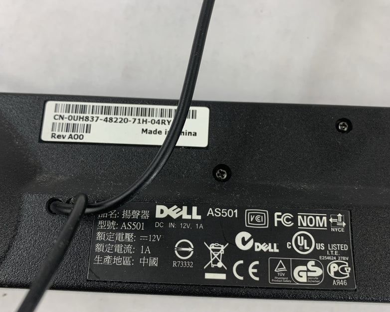Dell AS501 Monitor Mounted Stereo Soundbar CN-0UH837-48220 Rev A00