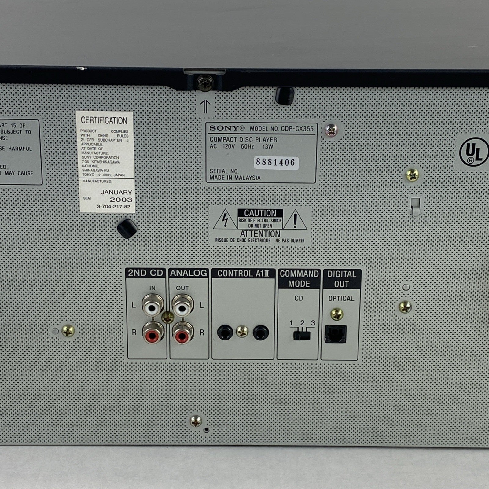 Sony CDP-CX355 Compact Disc Player - Parts Or Repair