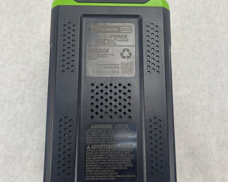 Greenworks Pro 60BA08 Ultrapower 60V 8.0AH Bluetooth Battery Pack