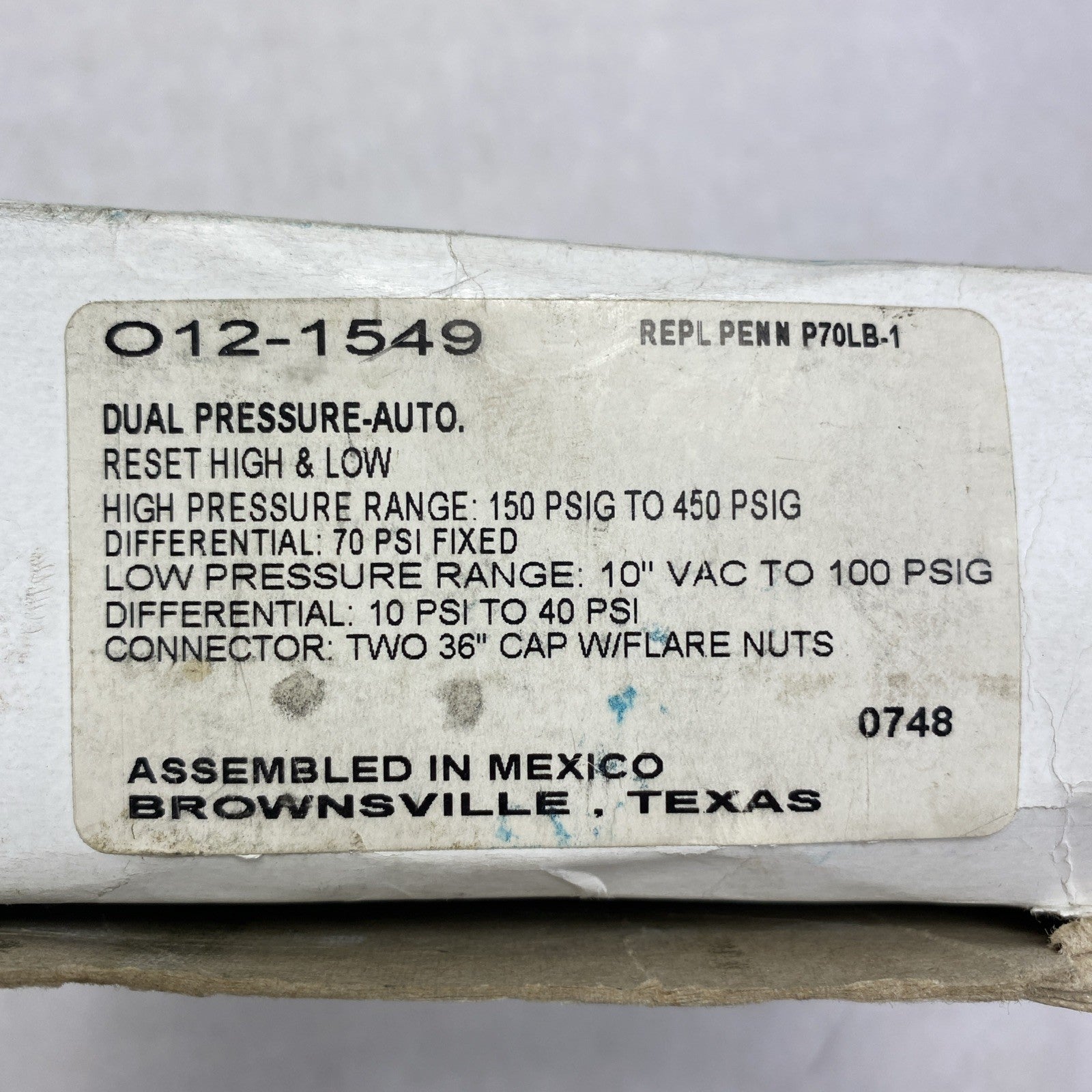 Ranco 012-1549 Dual Pressue Control With Flare Nut Connectors4