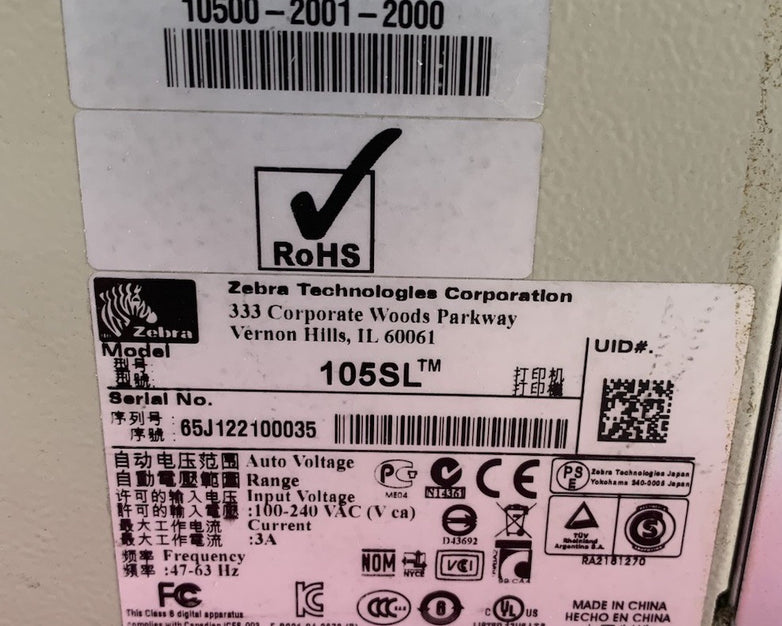 Zebra 105SL 10500-2001-2000 203DPI Thermal Label Printer LP/TLP - Bad Print Head