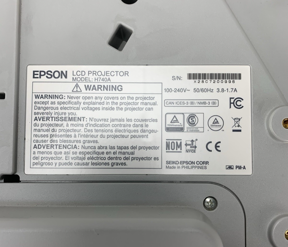 Epson PowerLite 695Wi H740A LCD Lamp Projector 1258 Lamp Hours - No Remote7