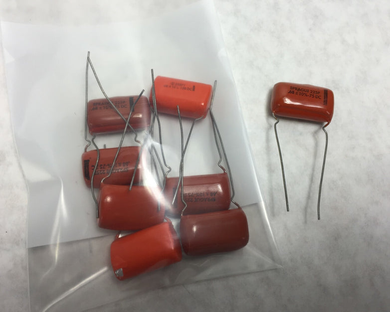 NOS  Sprague 225P .68  75 DC  Orange Drop Capacitors    Lot of 8