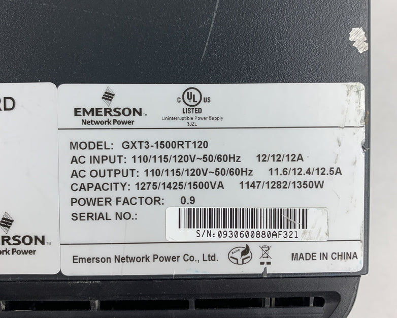 Liebert Emerson GXT3-1500RT120 UPS System Tested No Batteries No Caddy