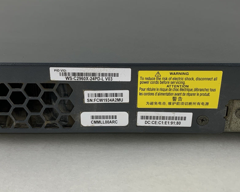 Cisco Catalyst WS-C2960X-24PD-L GigE PoE Switch w/ Stack Card Tested Reset