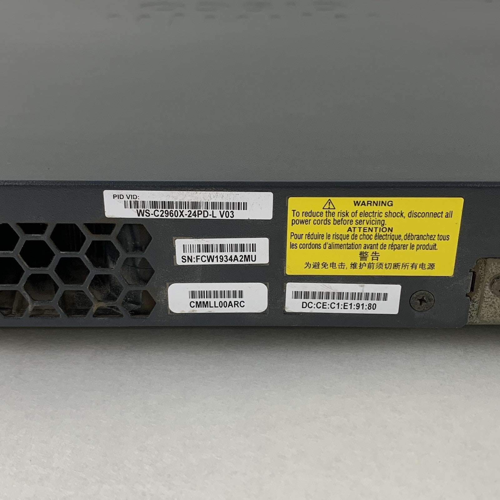 Cisco Catalyst WS-C2960X-24PD-L GigE PoE Switch w/ Stack Card Tested Reset7