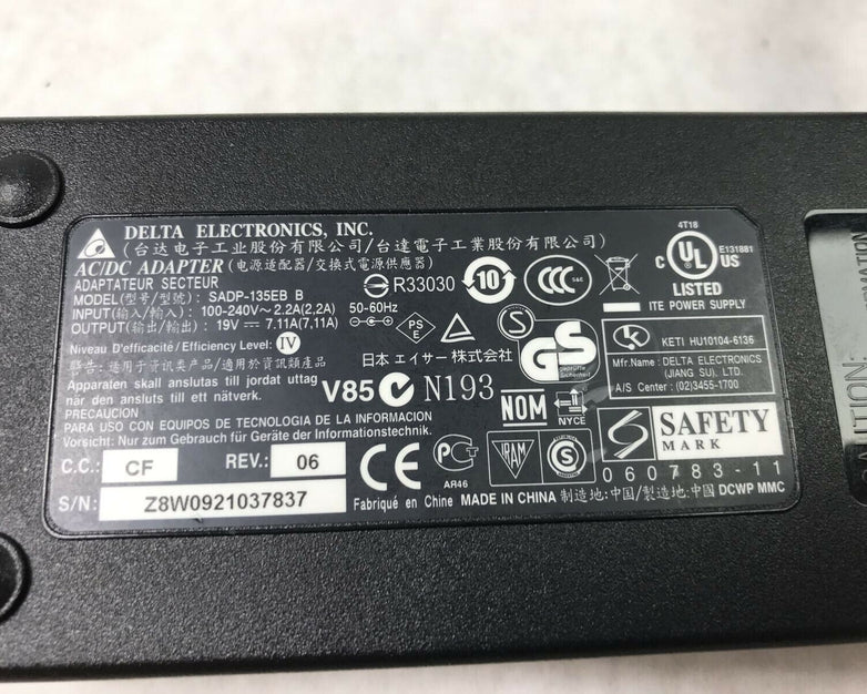 Delta Electronics SADP-135EB Laptop Charger 19V 60Hz 7.11A