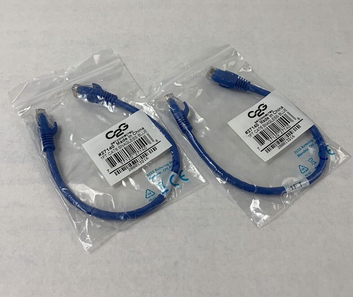 C2G 27140 1ft Cat6 Patch Cable (Lot of 2)