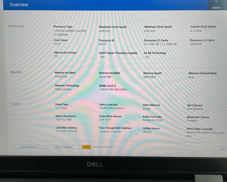 Dell Precision 7770 17.3" i7-12850HX 4.15GHz 64 GB RAM NVIDIA A3000 No SSD/OS/AC