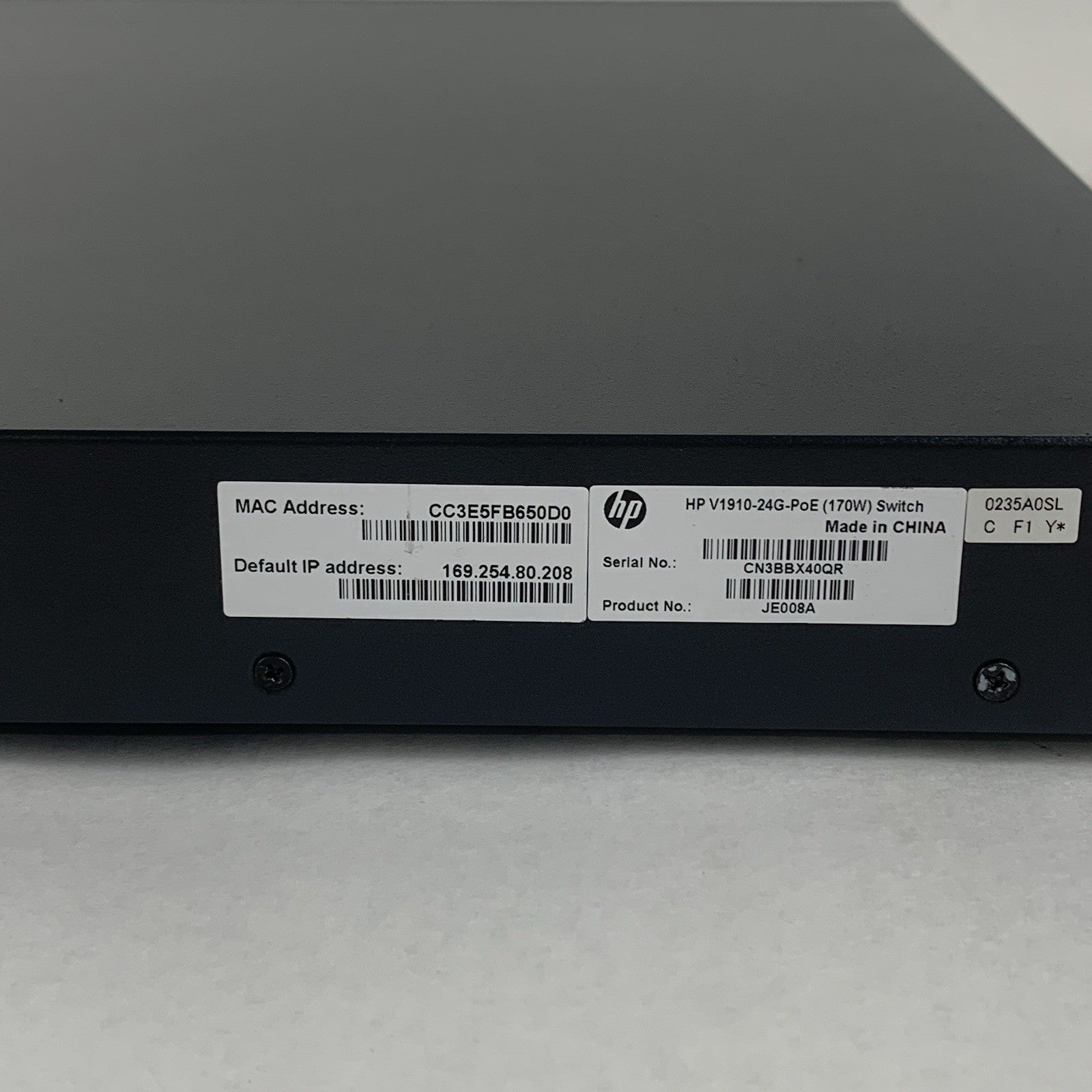HP V1910-24G-PoE JE008A 24-Port Gigabit Network Switch Tested Reset6