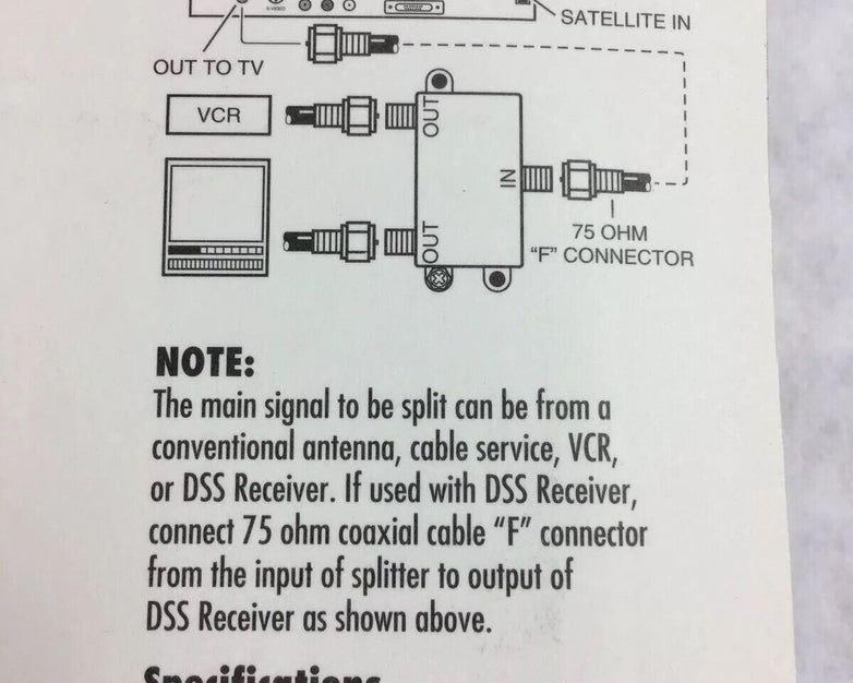 DSS RCA 2 Way Splitter D2271 40-2050 MHz (Lot of 8)