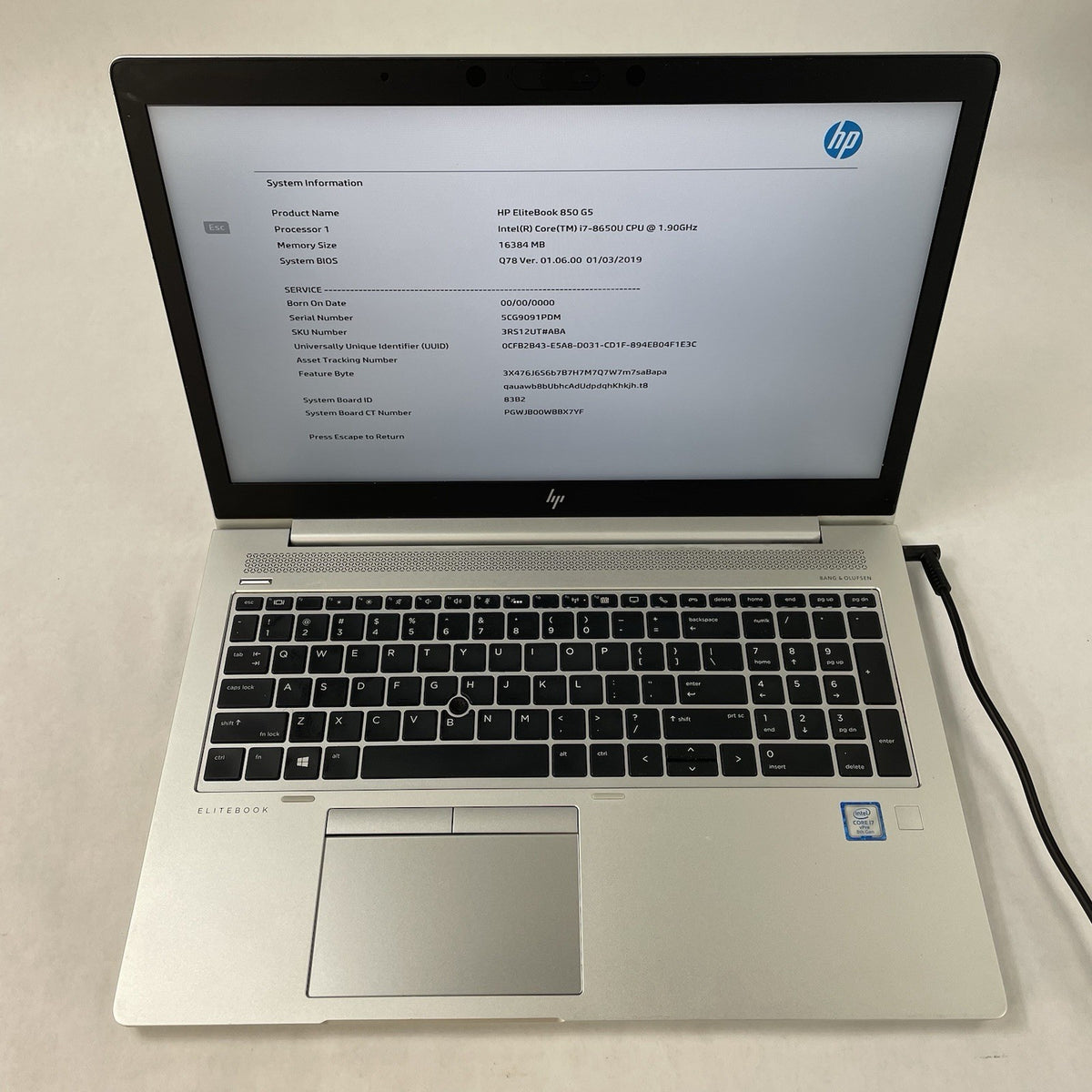 HP EliteBook 850 G5 15.6" i7-8650U 1.90 GHz 16 GB RAM No SSD/OS/AC - Dent2