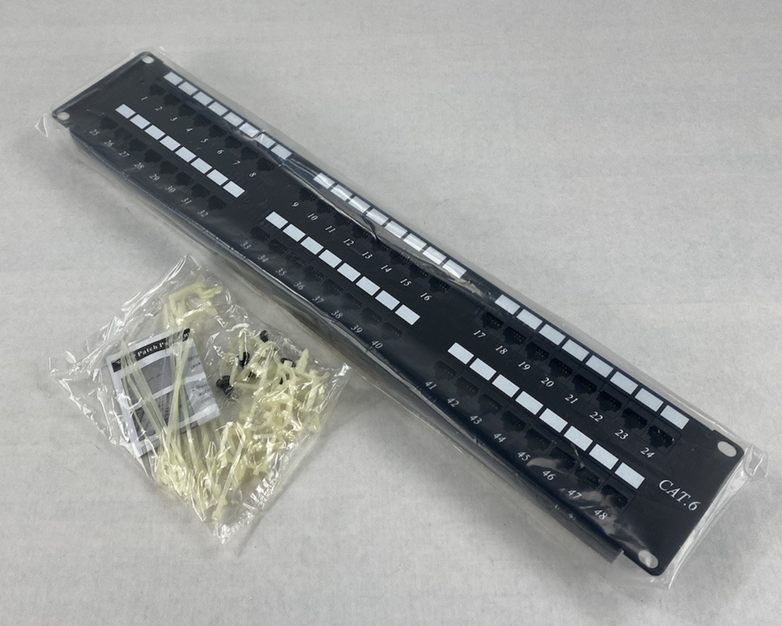 Cat 6 180° Unshielded Patch Panel, 110 Type IDC with 48 Ports