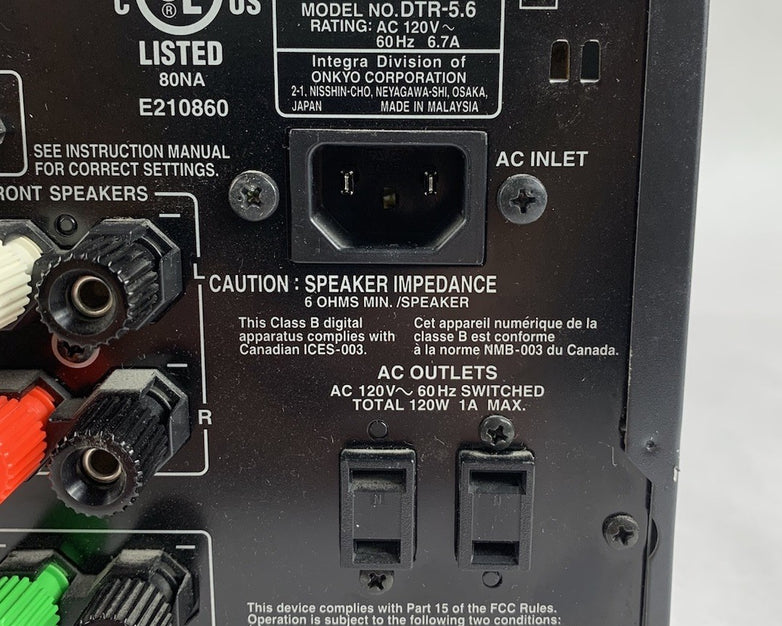 Integra DTR-5.6 AV Receiver - Tested No Remote