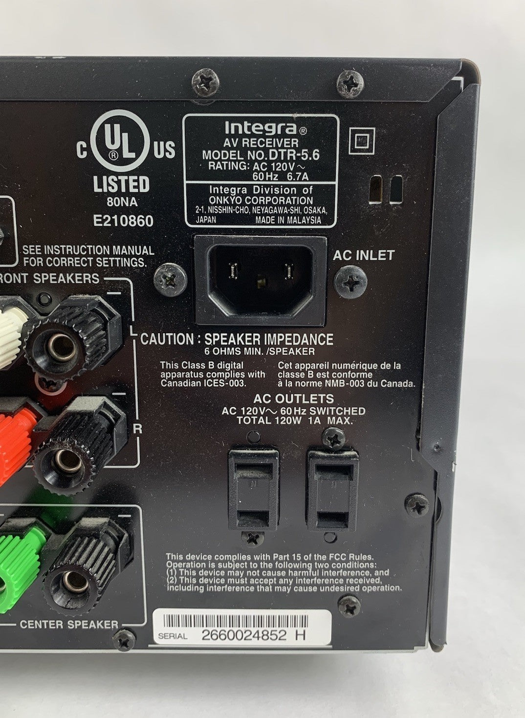 Integra DTR-5.6 AV Receiver - Tested No Remote10