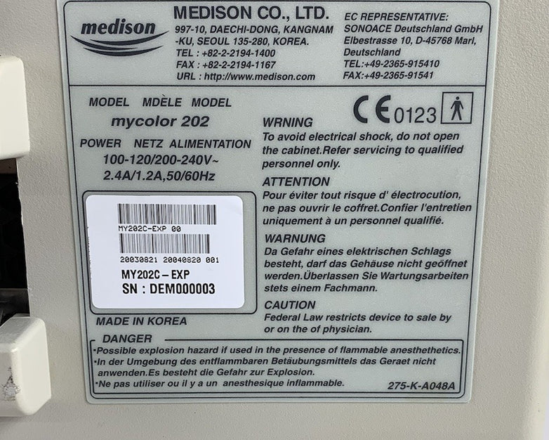 Medison Sonoace PICO Mycolor 202 Ultrasound Machine - Parts or Repair
