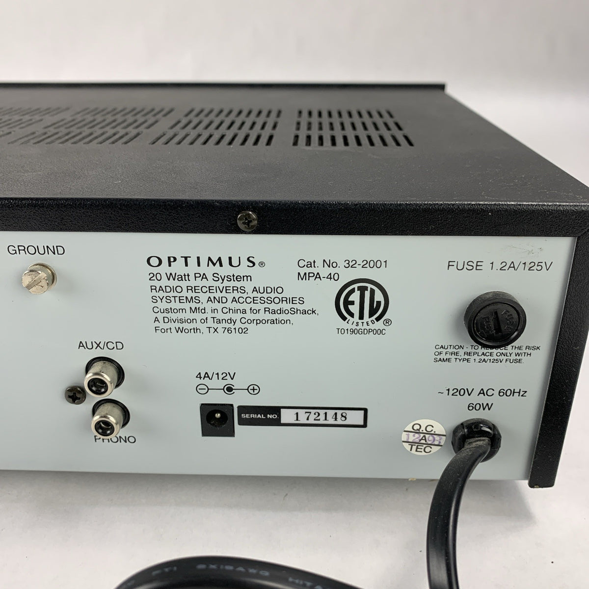 Optimus MPA-40 20W Public Address and Mono Mixer Amplifier 32-20017