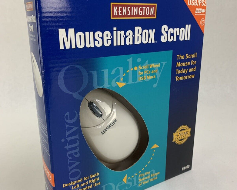 Kensington Mouse-in-a-Box Scroll USB/PS2 Mouse PC/Mac 64480 New OEM