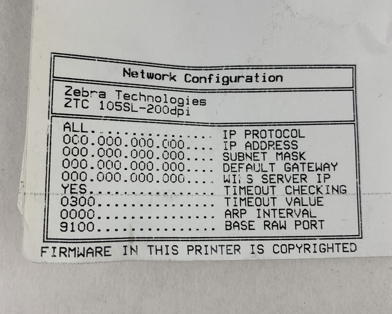 Zebra 105SL 10500-2001-2000 200DPI Industrial Thermal Label Printer LP/TLP