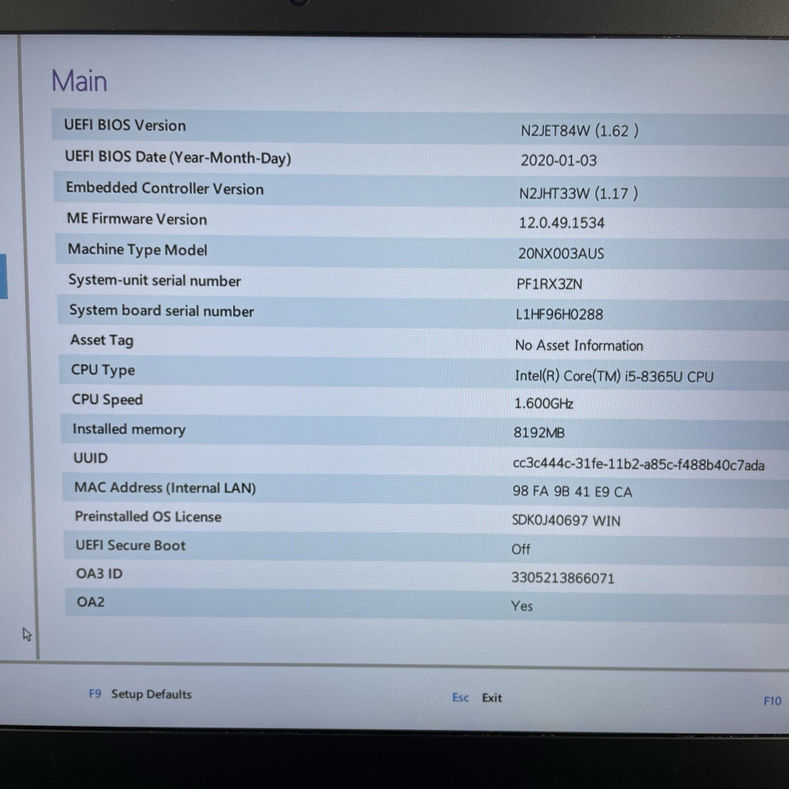 Lenovo ThinkPad T490s 14" i5-8365U 1.60 GHz 8 GB RAM No SSD/OS/AC2