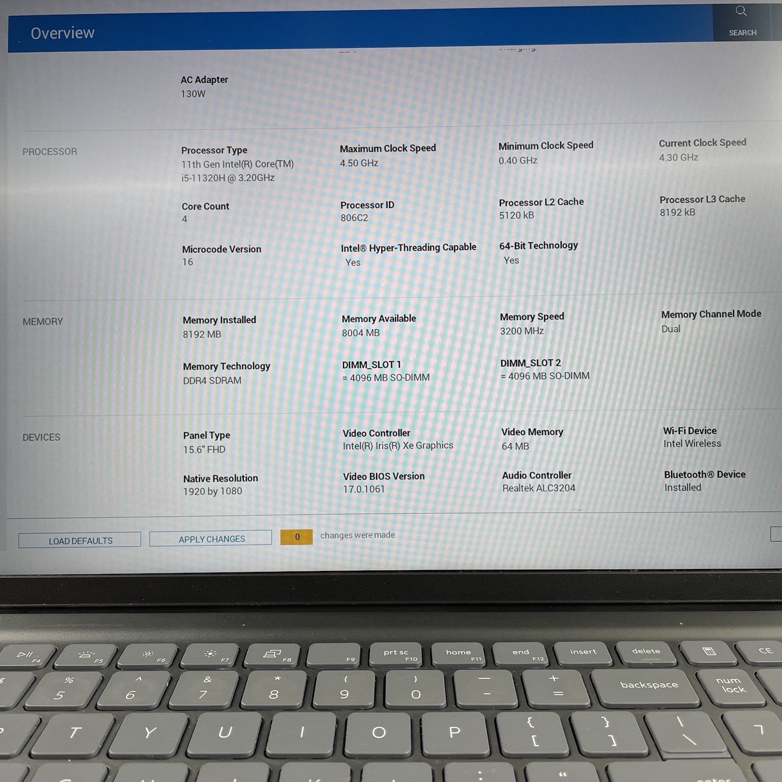 Dell Inspirton 15 5510 15.6" i5-11320H 3.20GHz 8GB RAM No SSD/OS/AC - Bad Bottom3
