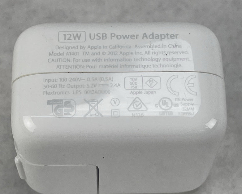 Apple A1401 12W Single USB Wall Charger Power Adapter Lot of 5