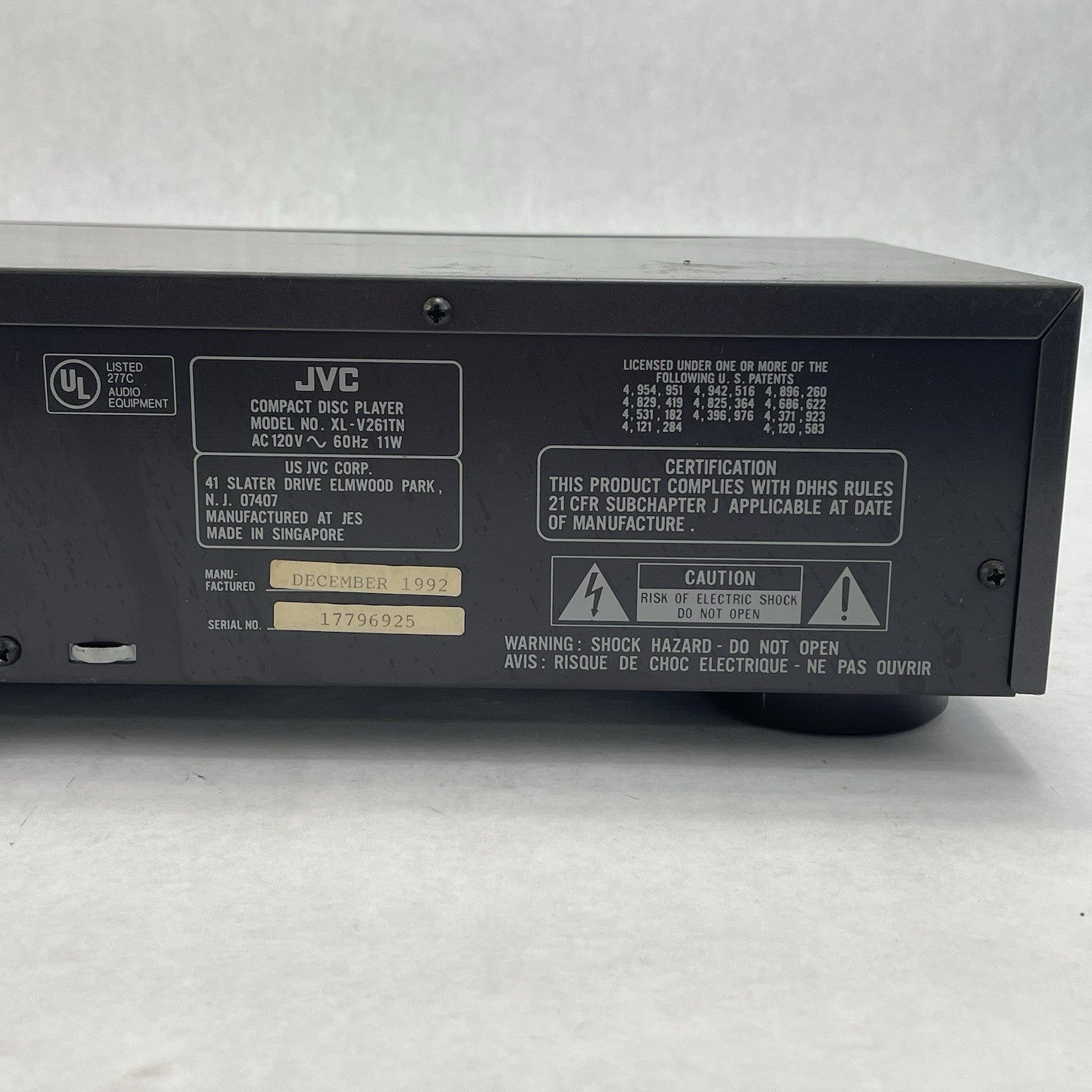 JVC XL-V261TN Compact Single Disc CD Player6