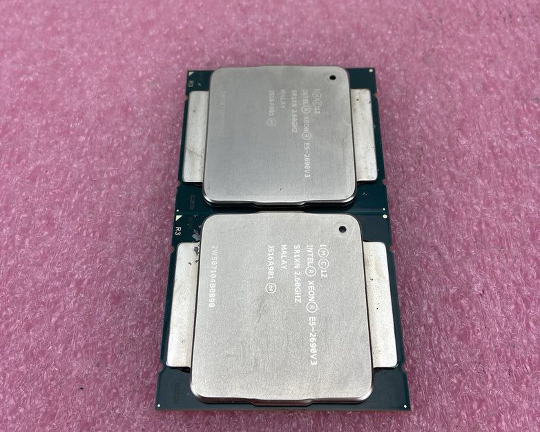 Matched Pair of Intel Xeon E5-2690V3 SR1XN 2.6GHz Server Processors
