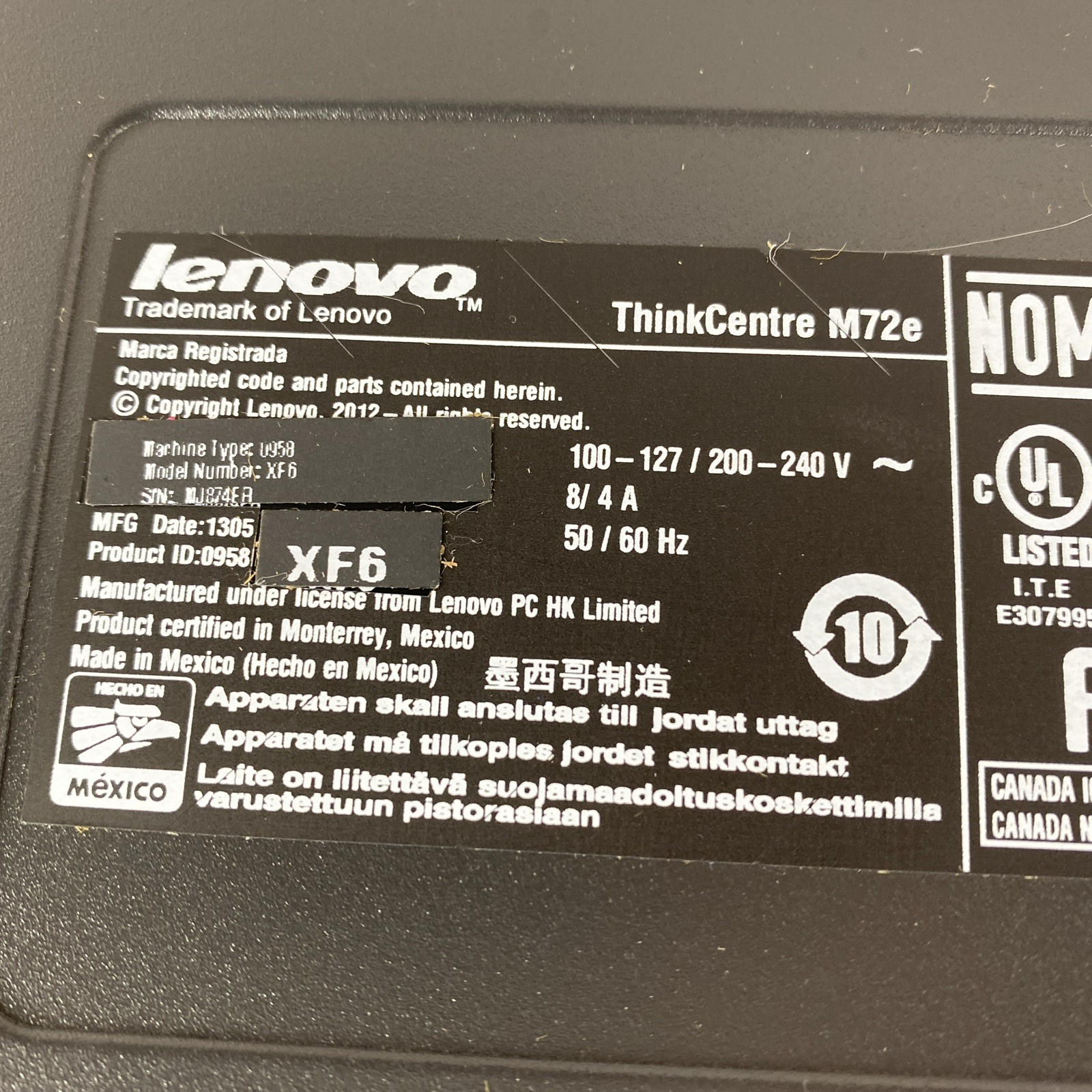 Lenovo ThinkCentre M72e MT Intel Core i5-3470 3.20GHz 4GB RAM No HDD No OS