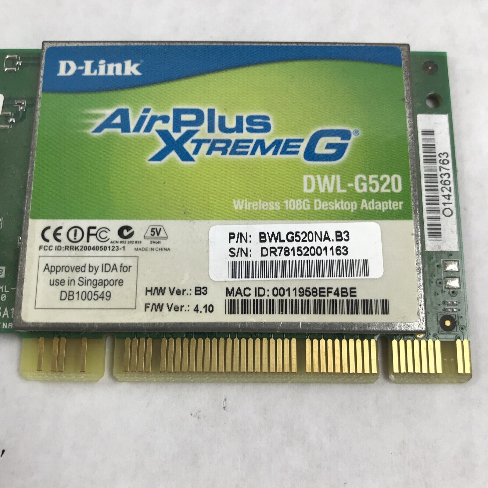 Lot of 2 D-Link AirPlusXtremeG DWL-G520 BWLG520NA.B3