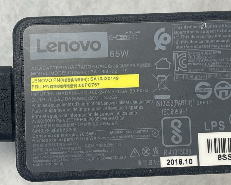Lenovo PA-1650-72 65W Square Tip Laptop AC Adapter/Power Supply Lot of 4