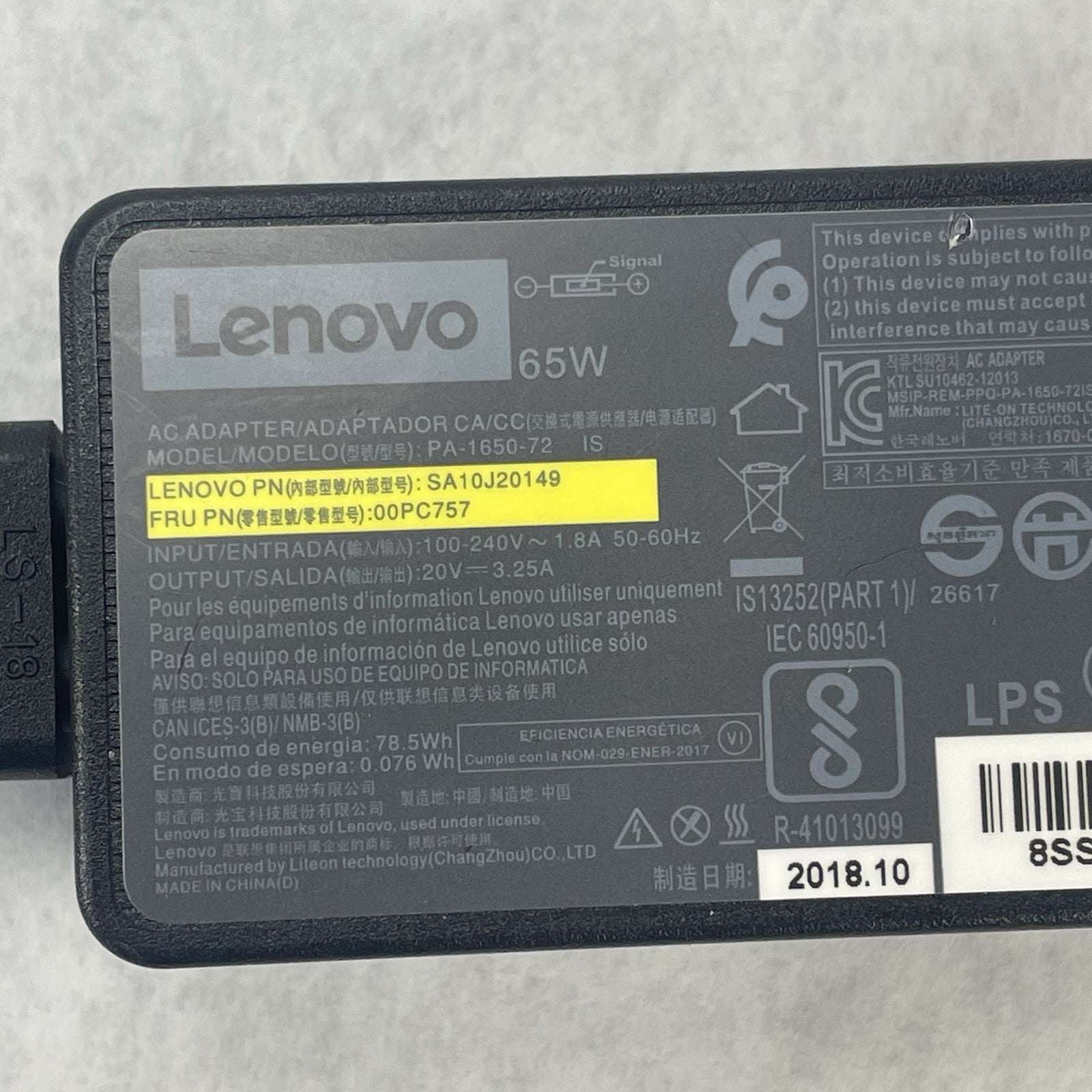 Lenovo PA-1650-72 65W Square Tip Laptop AC Adapter/Power Supply Lot of 45